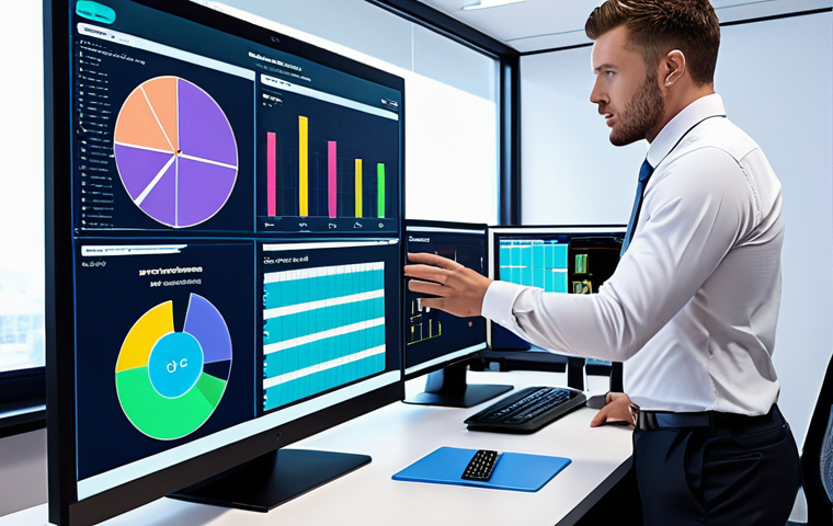 A serene and highly organized accountant, male or female, in a modern, well-lit office. They are confidently interacting with a holographic display or multiple digital screens showcasing advanced accounting software, AI automation, and efficient data processing. The scene conveys a sense of calm control over complex tasks, reflecting optimized time management and digital empowerment, with subtle futuristic elements.
