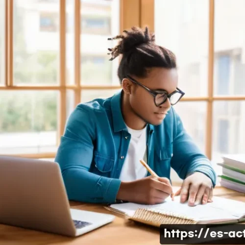 전산세무회계 독학으로 합격하기 - A focused young adult studying accounting and financial administration at a cozy home desk, with a l...