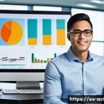 전산세무회계 연봉 증대 비법 - A professional Hispanic accountant in a modern office setting, focused on advanced accounting softwa...
