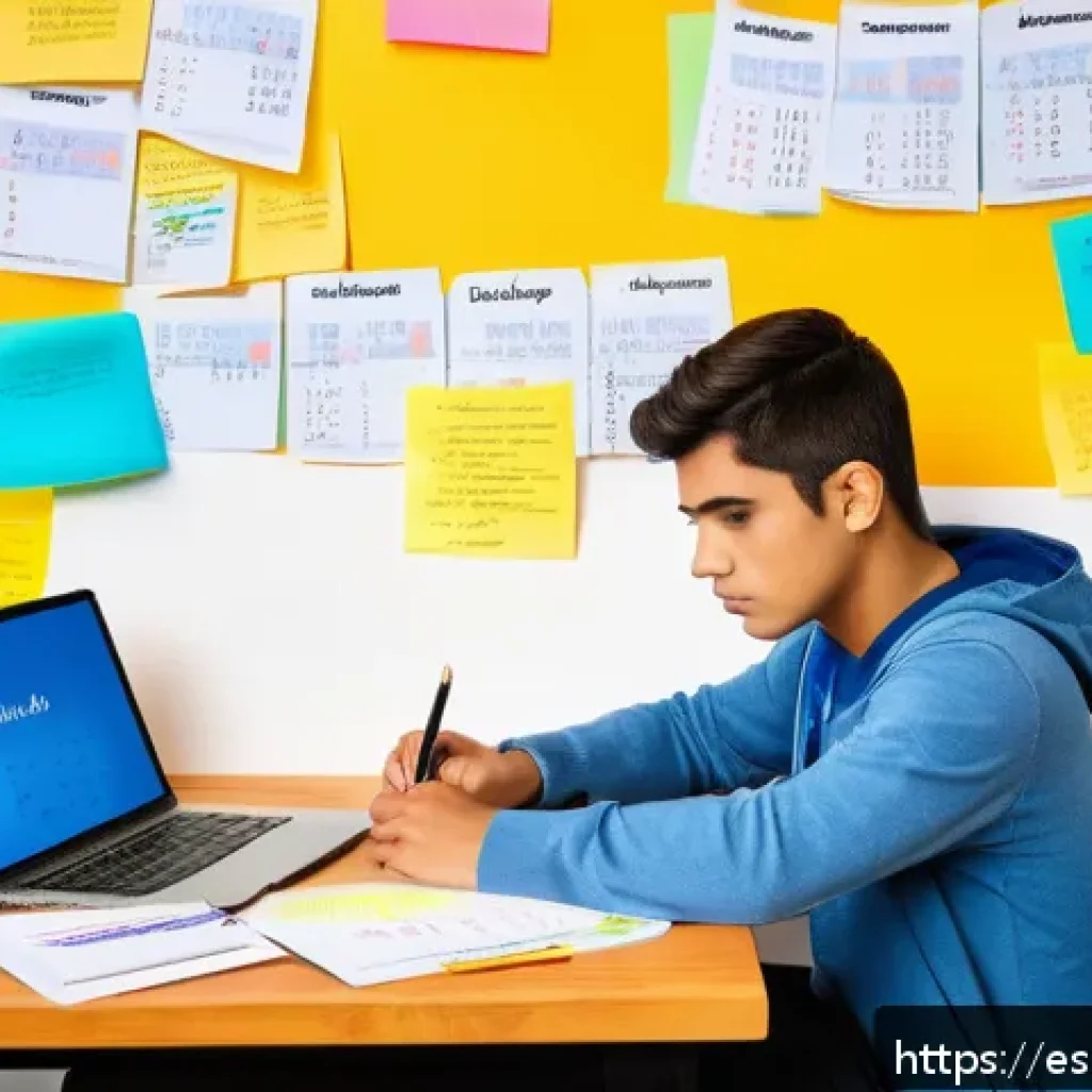 전산세무회계 시험 실패 원인 분석 - A focused young Hispanic student sitting at a wooden desk cluttered with accounting textbooks, noteb...